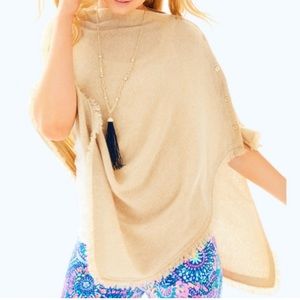 Lilly Pulitzer Tan Harp Cashmere Fringe Wrap *OS